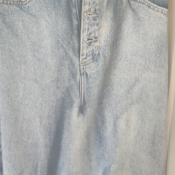 ZARA Satin Effect Denim Print A-Line Skirt - LARGE - Picture 6 of 12